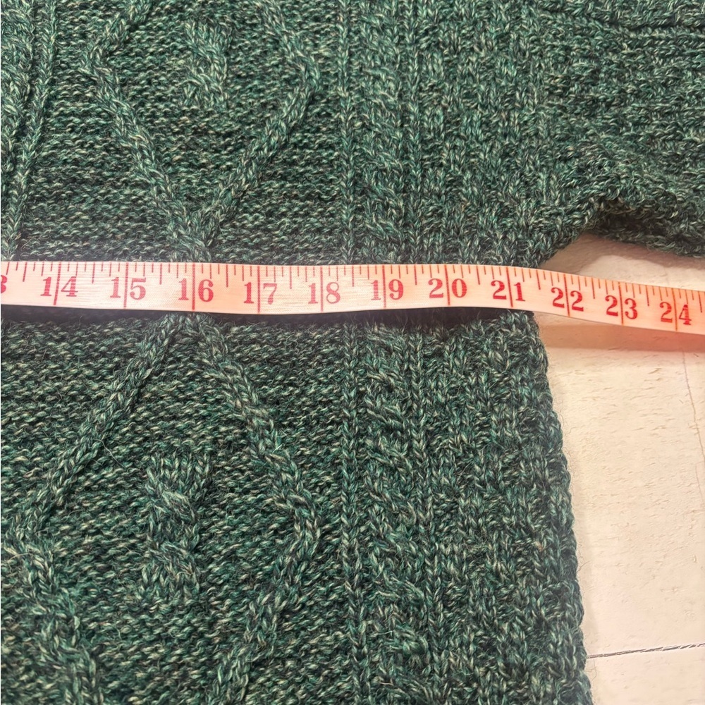 Carraig Donn Cable Knit Wool Cardigan Sweater Green Single Button Large Ireland - Picture 4 of 7